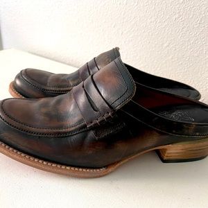 Womens FREEBIRD MonaLisa Brown/Black Leather slides size 9